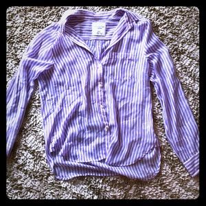 Purple stripped American eagle sheer button up